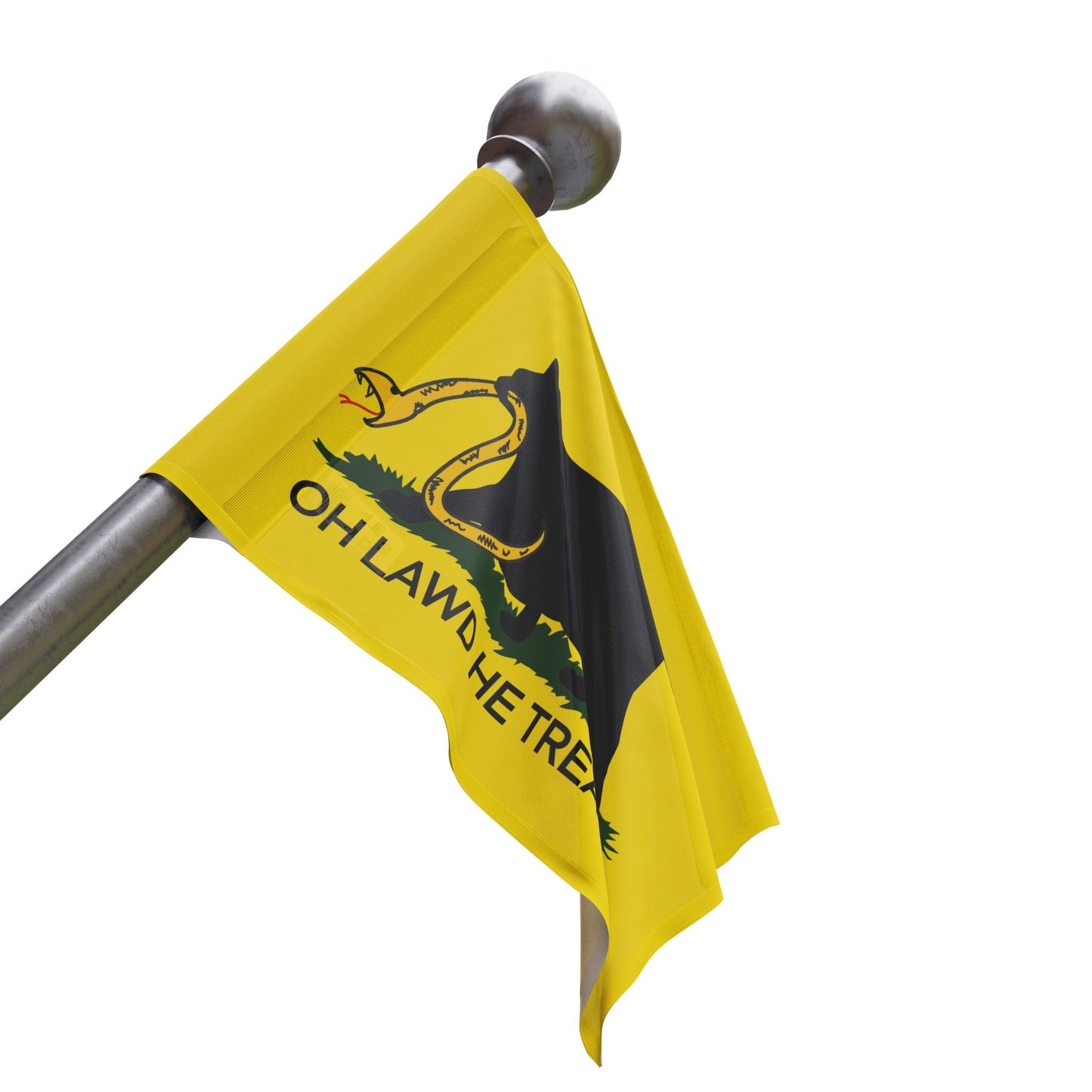 Oh Lawd He Treadin' | Funny Chubby, Fat Cat Don't Tread on Me, Gadsden, No Step On Snek Single-Sided Flag
