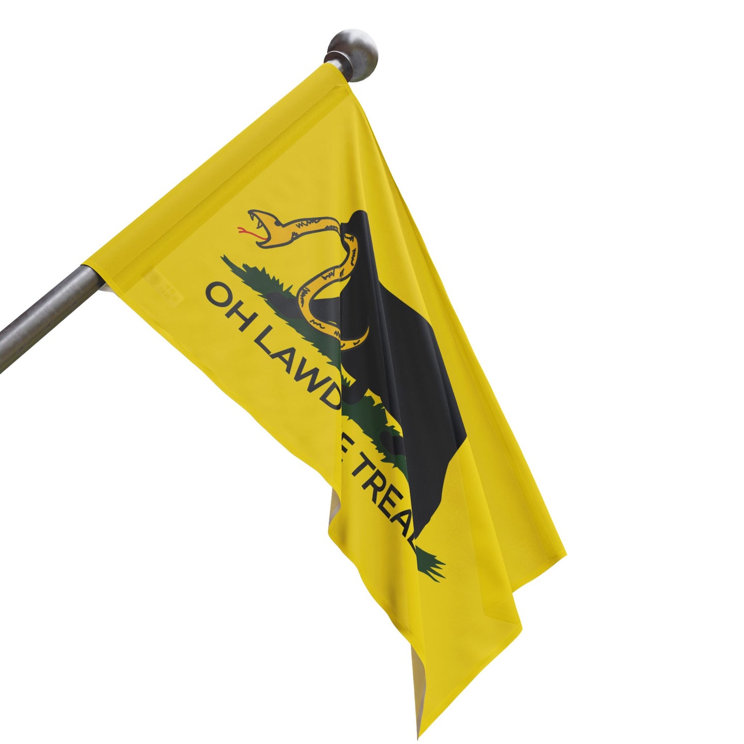 Oh Lawd He Treadin' | Funny Chubby, Fat Cat Don't Tread on Me, Gadsden, No Step On Snek Single-Sided Flag