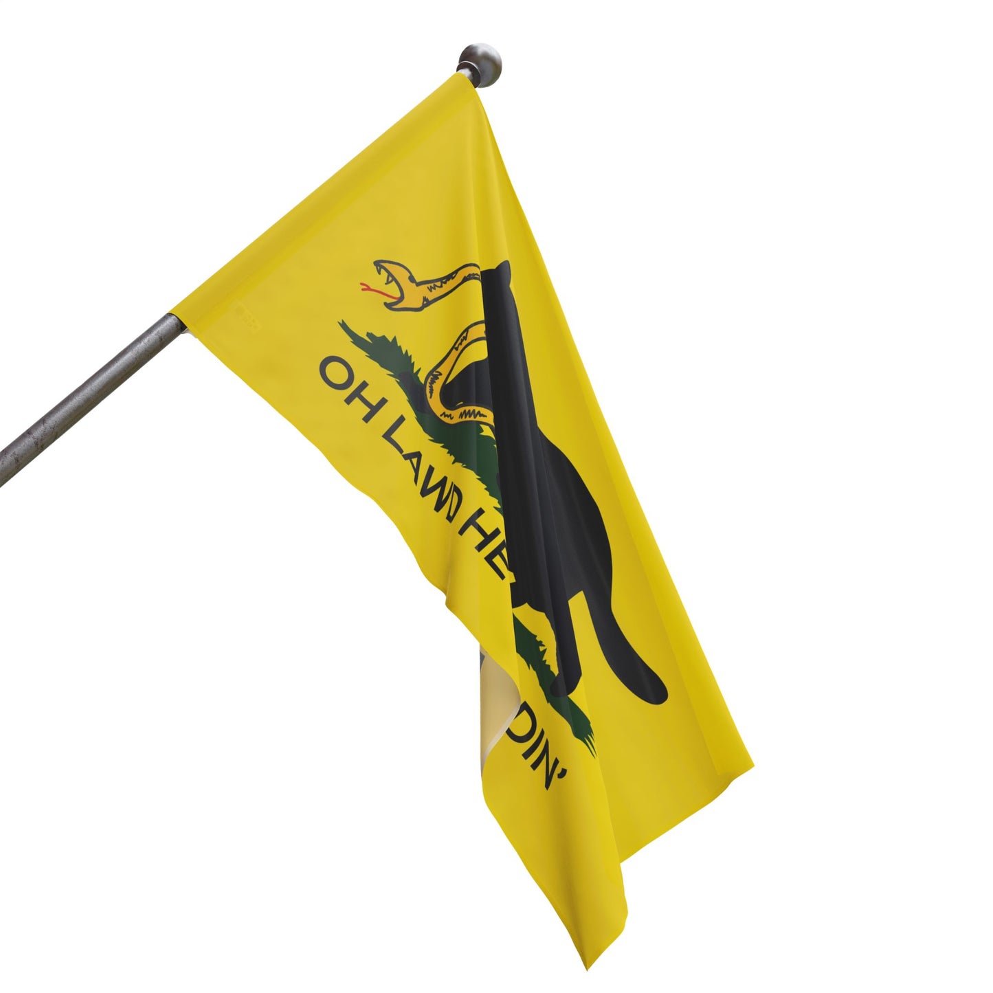 Oh Lawd He Treadin' | Funny Chubby, Fat Cat Don't Tread on Me, Gadsden, No Step On Snek Single-Sided Flag