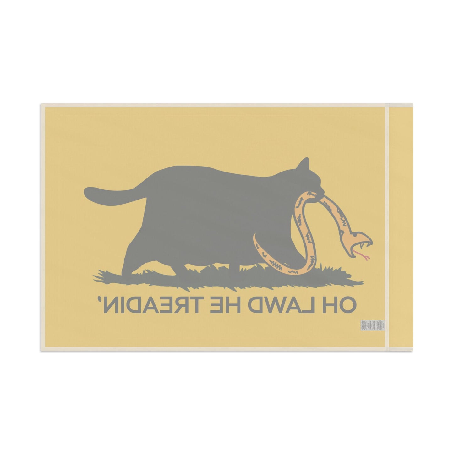 Oh Lawd He Treadin' | Funny Chubby, Fat Cat Don't Tread on Me, Gadsden, No Step On Snek Single-Sided Flag