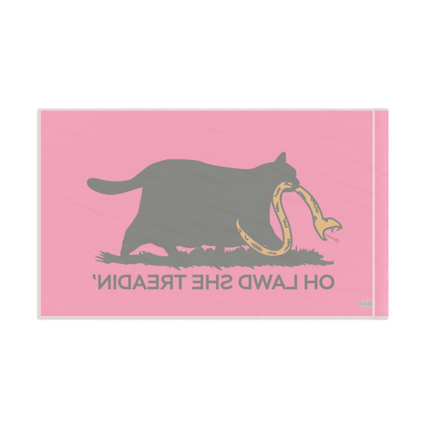 Oh Lawd She Treadin' | Funny Feminist, Fat, Chubby Cat Don't Tread on Me, No Step on Snek Single-Sided Flag