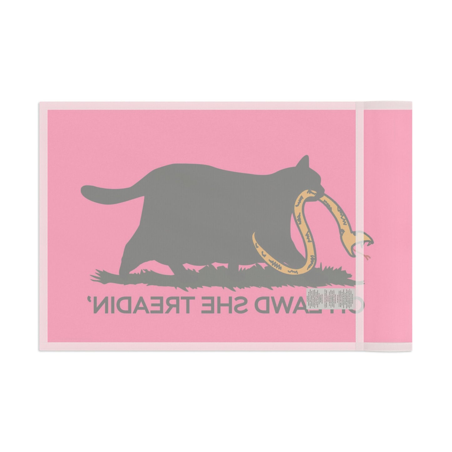 Oh Lawd She Treadin' | Funny Feminist, Fat, Chubby Cat Don't Tread on Me, No Step on Snek Single-Sided Flag