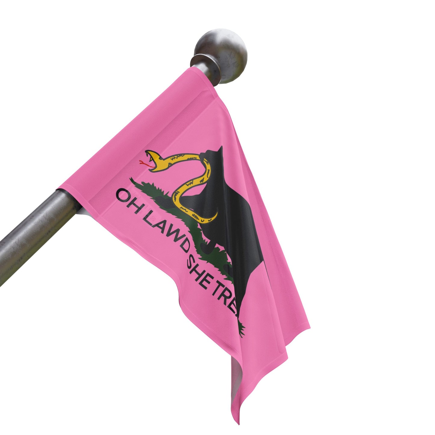 Oh Lawd She Treadin' | Funny Feminist, Fat, Chubby Cat Don't Tread on Me, No Step on Snek Single-Sided Flag