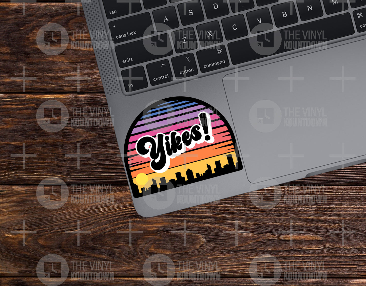 Yikes! | Funny Awkward, Retro Sunset Sticker For Laptop, Bottle, Hydroflask, Phone, Hard Hat, Cup, Tumbler | High Quality Vinyl Sticker