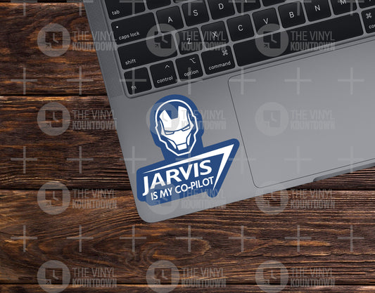 Jarvis Is My Copilot | Nerdy Comic Book Cartoon Sticker for Laptop, Water Bottle, Cellphone, Computer | High Quality Vinyl Sticker