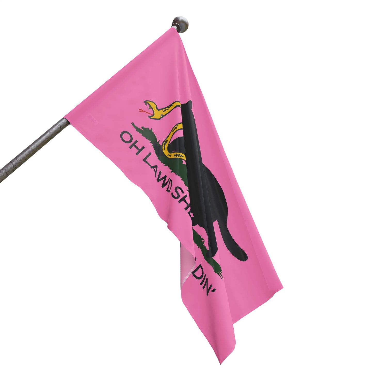 Oh Lawd She Treadin' | Funny Feminist, Fat, Chubby Cat Don't Tread on Me, No Step on Snek Single-Sided Flag