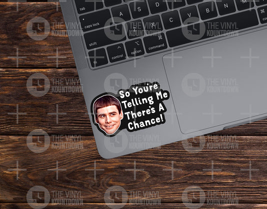 So You're Telling Me There's a Chance | Funny Dumb & Dumber, Lloyd Christmas Sticker For Bottle, Flask, Cup, Planner, Hard Hat | High Quality Vinyl Sticker