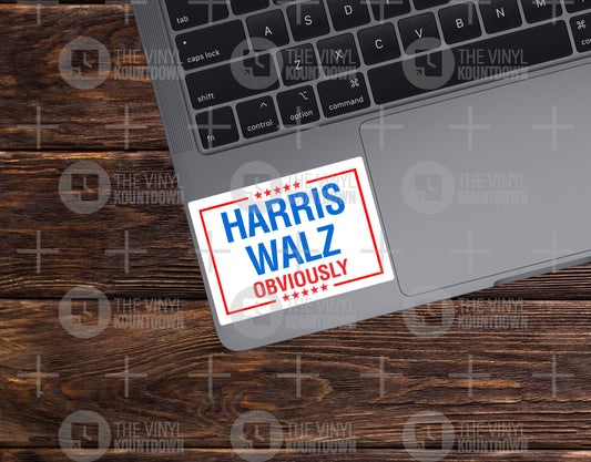 Harris Walz Obviously | Prosecutor vs Felon 2024 | Feminist Sticker for Laptop, Water Bottle, Notebook, Journal | Quality Vinyl Sticker