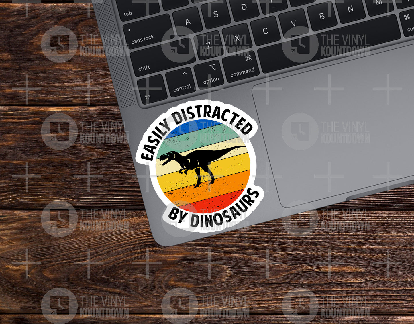 Easily Distracted By Dinosaurs | Funny Sticker For Laptop, Bottle, Hydroflask, Phone, Hard Hat, Toolbox | High Quality Vinyl Sticker