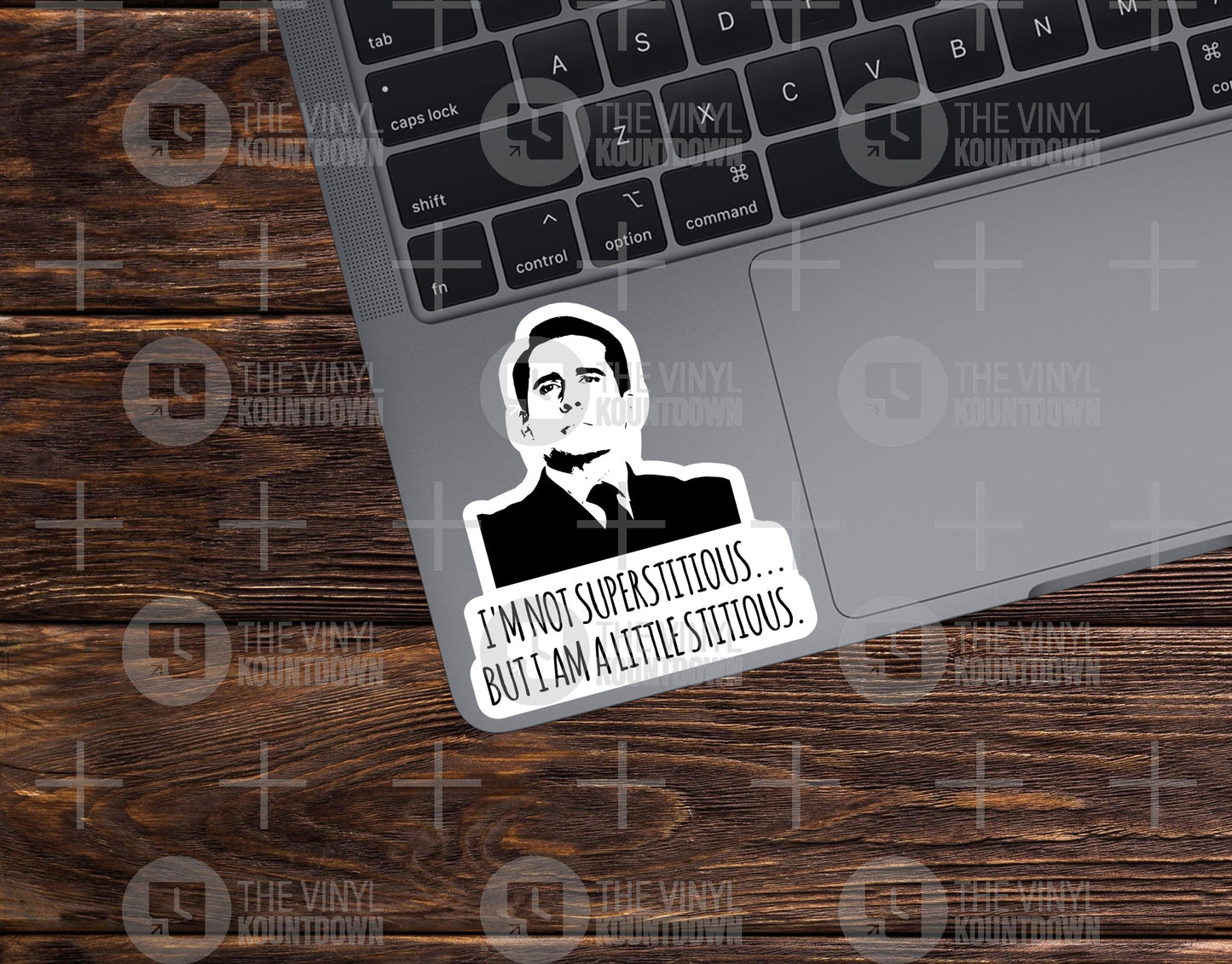 I'm Not Superstitious But I Am A Little Stitious | Funny Michael Scott Sticker for Toolbox, Bottle, The Office | High Quality Vinyl Sticker