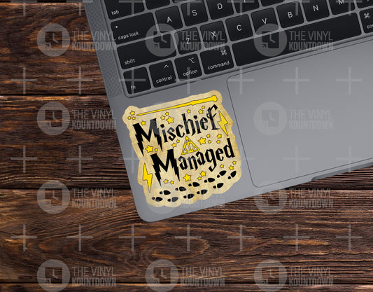 Mischief Managed | Funny Harry Potter, Wizard, Marauder's Map Sticker For Laptop, Bottle, Phone, Hard Hat | High Quality Vinyl Sticker