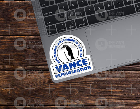 Vance Refrigeration | Funny Bob Vance, Scranton, PA, TV Sticker for Toolbox Water Bottle, PC, Or The Office | High Quality Vinyl Sticker