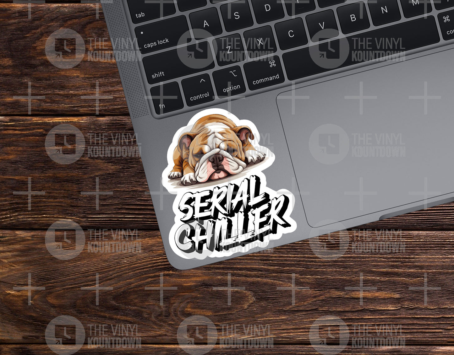 Serial Chiller | Funny Lazy Bulldog Sticker for Toolbox, Hard Hat, Laptop, Water Bottle, Computer | High Quality Vinyl Sticker