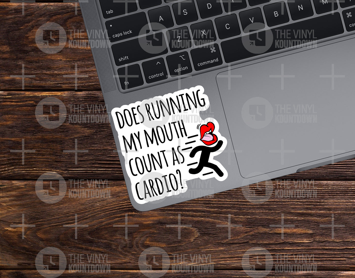 Does Running My Mouth Count As Cardio? | Funny Sarcastic, Workout, Exercise, Gym, Fitness Sticker for Laptop, Water Bottle, Cup | Quality Vinyl Sticker