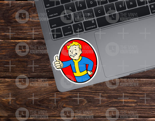 Thumbs Up | Vault Guy Nerd, Gamer Sticker for Toolbox, Hard Hat, Laptop, Water Bottle, Computer, Cup, Tumbler | High Quality Vinyl Sticker