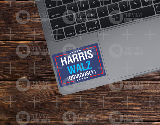 Harris Walz Obviously | Prosecutor vs Felon 2024 | Feminist Sticker for Laptop, Water Bottle, Notebook, Journal | Quality Vinyl Sticker