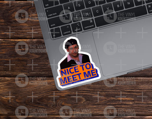 Date Mike Nice To Meet Me | Funny Michael Scott Sticker for Laptop, Water Bottle, Phone, Cup, The Office | High Quality Vinyl Sticker