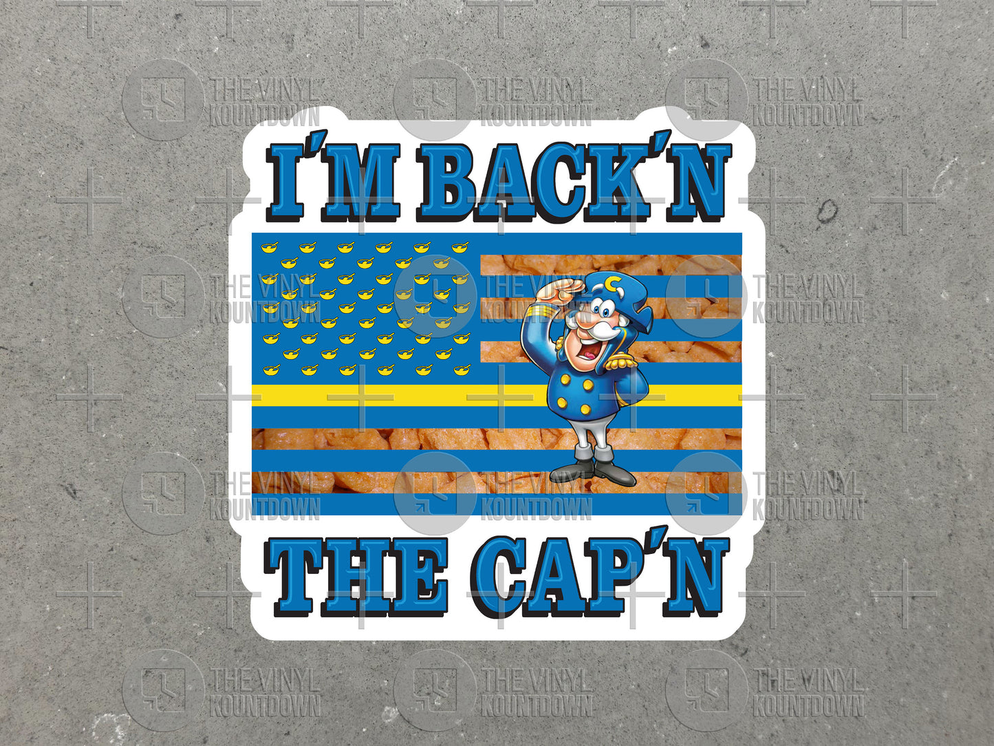 I'm Back'n The Cap'n | Funny Captain Crunch, Cereal Sticker for Laptop, Bottle, Hydroflask, Toolbox, Hard Hat | High Quality Vinyl Sticker