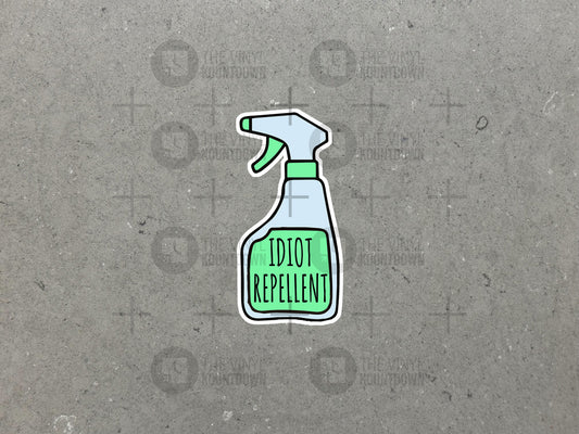 Idiot Repellent | Funny Sticker for Hard Hat, Toolbox, Desk, Work Bench, Laptop, Water Bottle, Phone, Computer | High Quality Vinyl Sticker