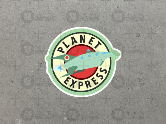 Planet Express Space Ship | Funny Cartoon Sticker for Toolbox, Hard Hat, Laptop, Water Bottle, Computer | High Quality Vinyl Sticker