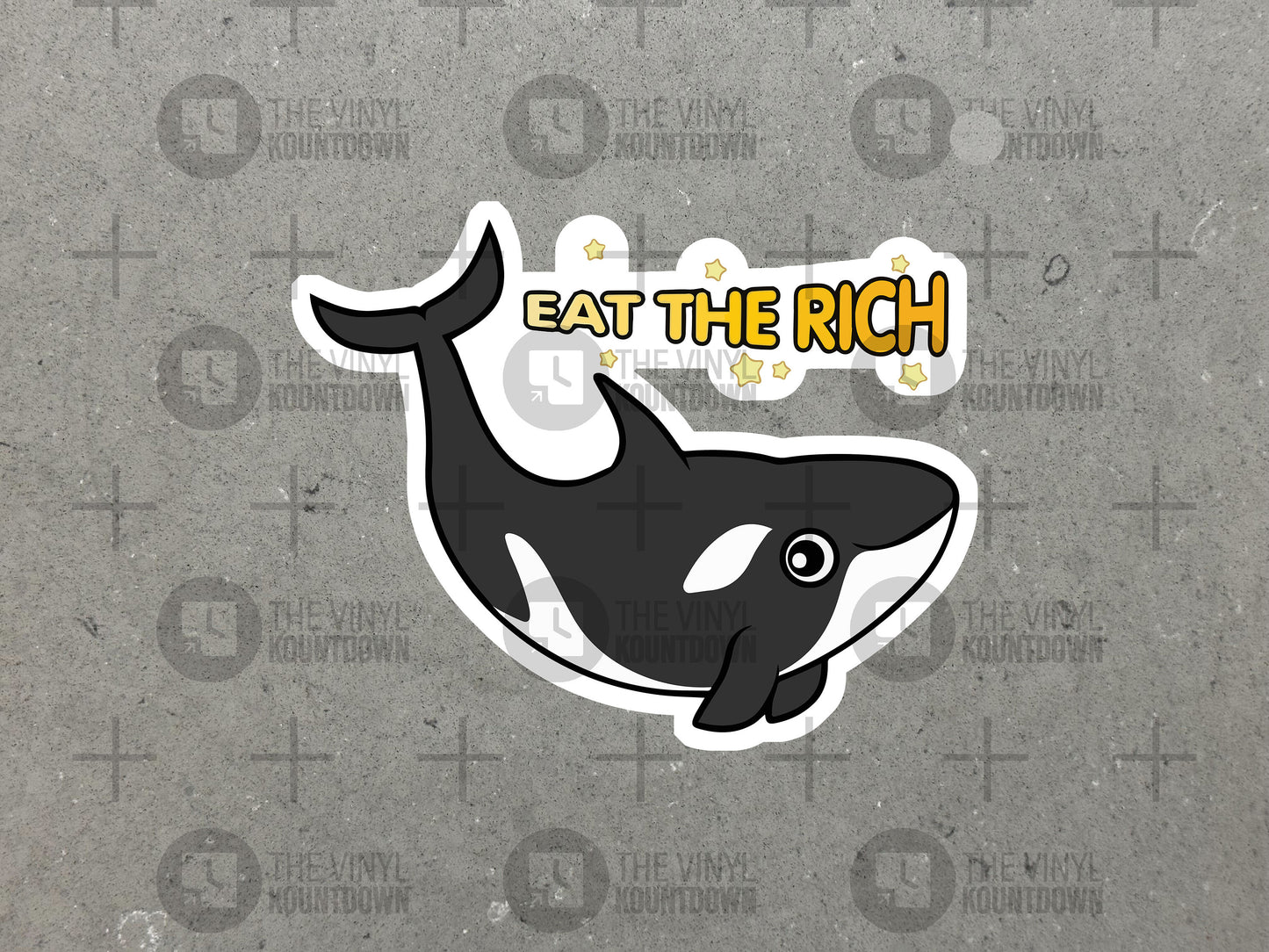 Killer Whale Orca Eat The Rich | Liberal, Anti-Capitalist, Socialist Sticker for Laptop, Water Bottle, Gift | High Quality Vinyl Sticker