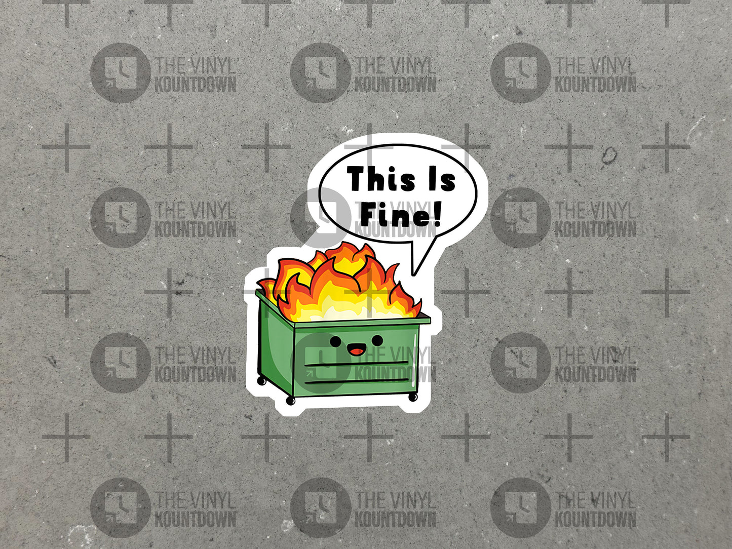 Dumpster Fire This Is Fine | Funny Dumpster Fire Meme Sticker for Water Bottle, Laptop Phone, Computer | High Quality Vinyl Sticker