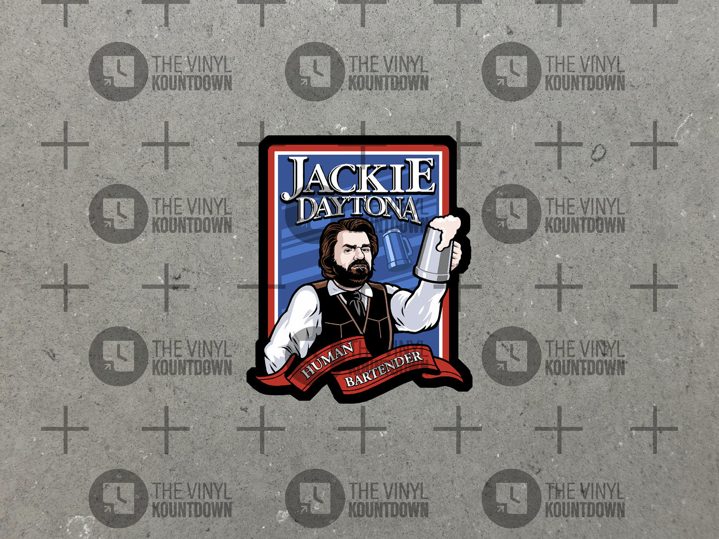 Jackie Daytona Human Bartender | Funny Vampire Sticker for Toolbox, Hard Hat, Laptop, Water Bottle, Computer | High Quality Vinyl Sticker