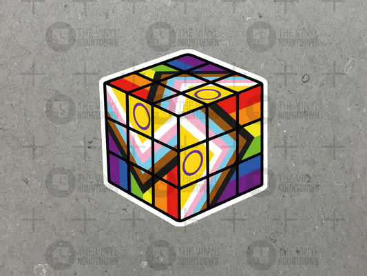 Progress Pride Puzzle Cube LGBTQIA+ | Liberal, Democrat, BLM, Pro Diversity, Equity, Inclusion, Social Justice | High Quality Vinyl Sticker