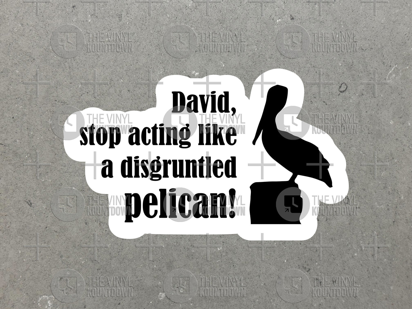 David Don't Be A Disgruntled Pelican | Funny Schitt's Creek Sticker For Bottle, Hydroflask, Hard Hat, Toolbox | High Quality Vinyl Sticker