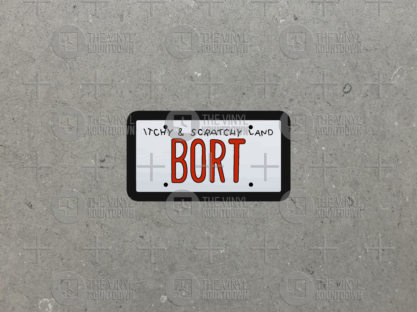 Bort License Plate | Funny Itchy & Scratchy Land Sticker for Toolbox, Hard Hat, Laptop, Water Bottle, Computer | High Quality Vinyl Sticker