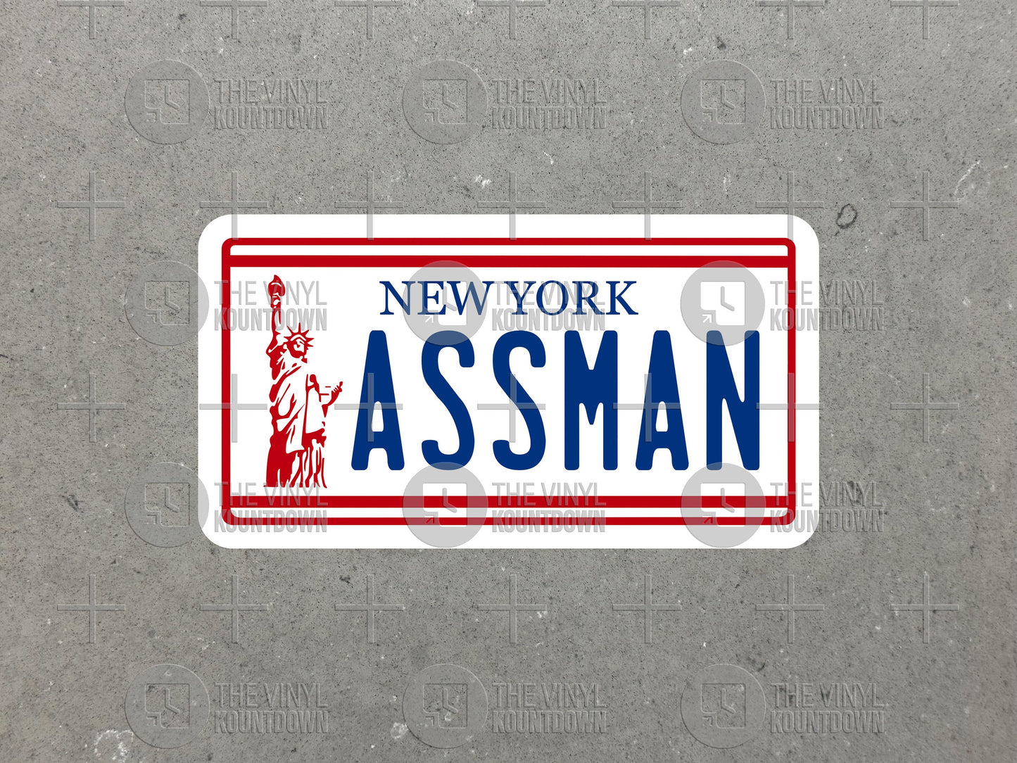 ASSMAN | New York License Plate | Funny 90s Sticker For Laptop, Bottle, Hydroflask, Phone, Hard Hat, Toolbox | High Quality Vinyl Sticker