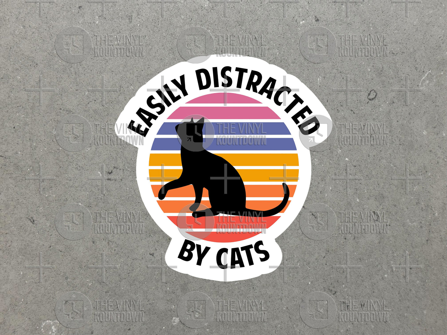 Easily Distracted By Cats | Funny Pet Lover Sticker For Laptop, Bottle, Hydroflask, Phone, Hard Hat, Toolbox | High Quality Vinyl Sticker