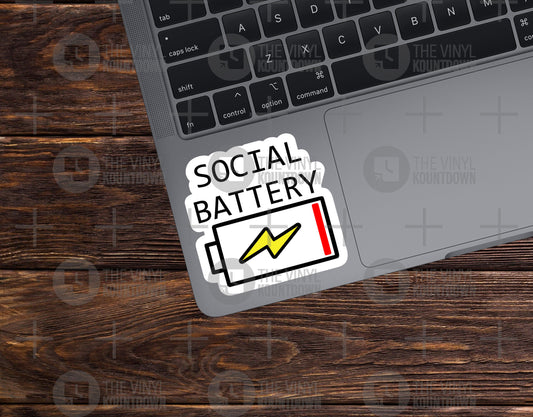 Low Social Battery | Funny Introvert, Mental Health, Neurodivergent, Austism Sticker for Laptop, Water Bottle | Quality Vinyl Sticker