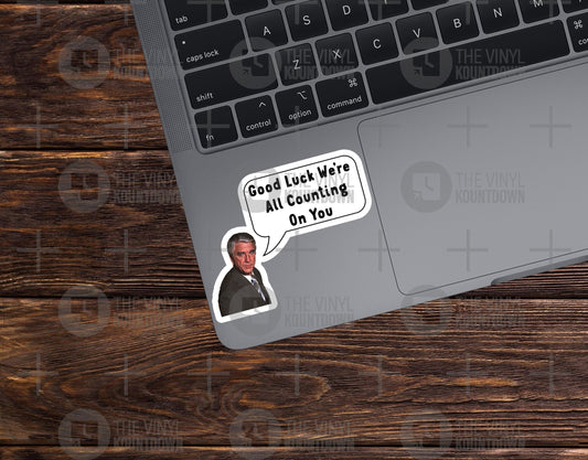 Good Luck We're All Counting On You | Funny Airplane Sticker For Laptop, Bottle, Hydroflask, Hard Hat, Toolbox | High Quality Vinyl Sticker